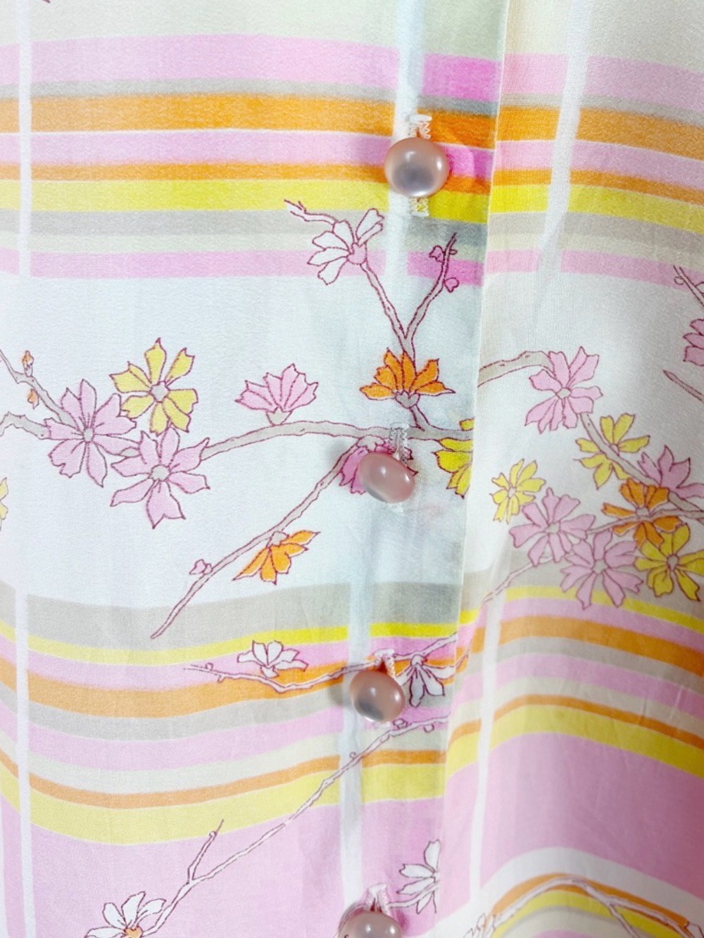 Vintage 70s Pink and Yellow Midi Shirt Dress - Picture 6 of 7